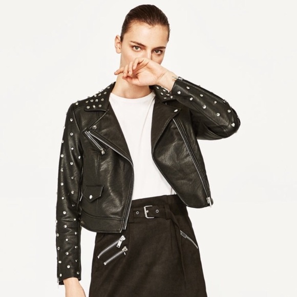 zara studded leather jacket